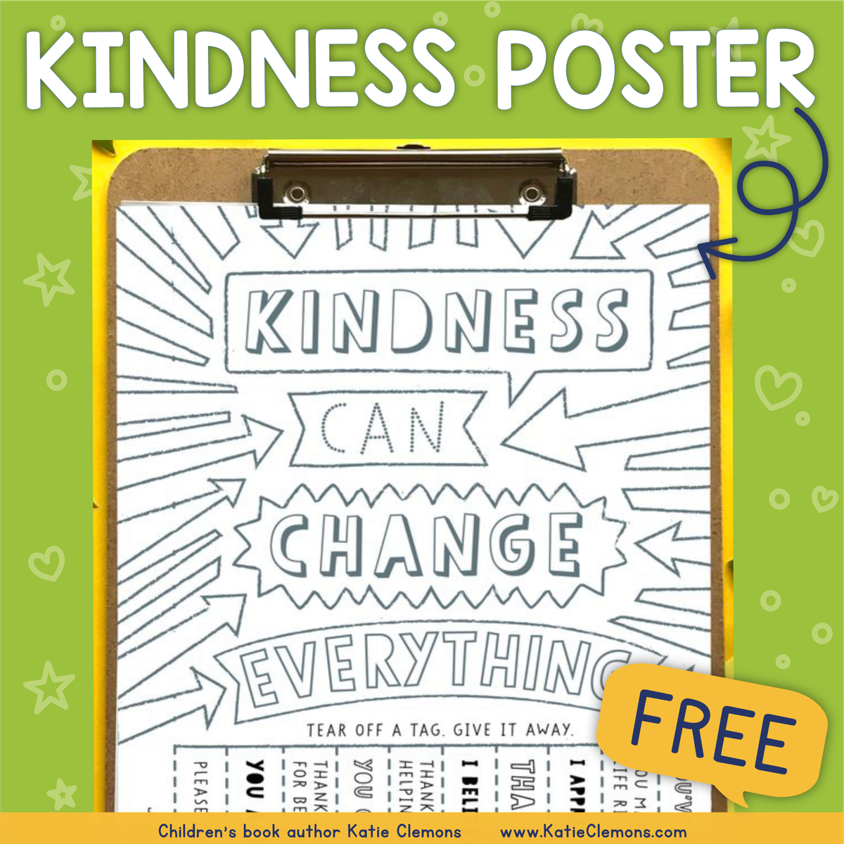 Kindness poster with tear-off tags